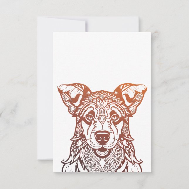 Dog Mandala Ornamental, Hand Drawn Dog Mandala Thank You Card (Front)