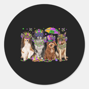 Dog Mardi Gras Festival Matching Party Dog Lover Classic Round Sticker