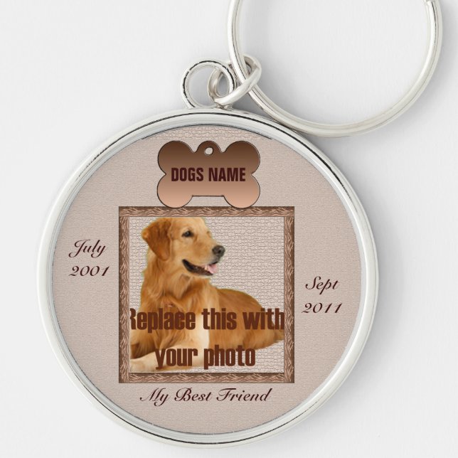 Dog Memorial Brown Tones Key Ring (Front)