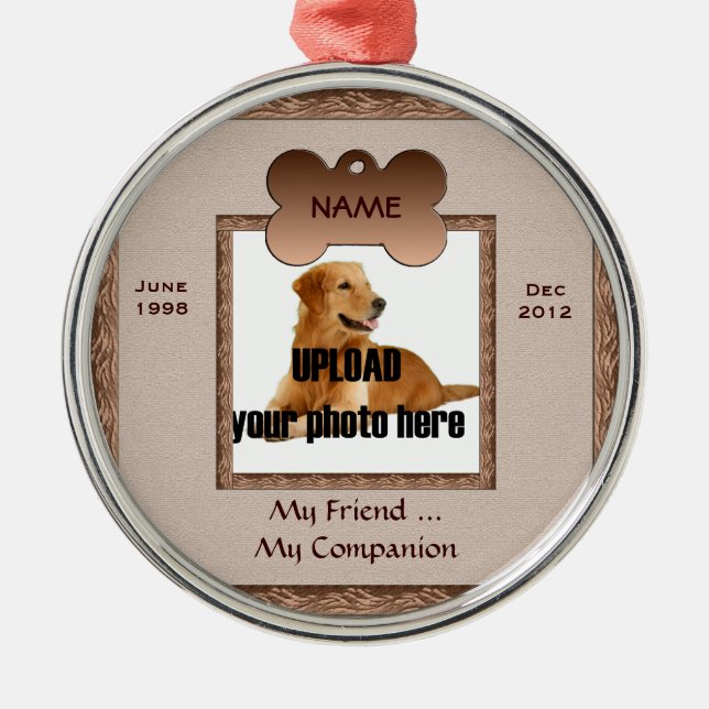 Dog Memorial Brown Tones Metal Tree Decoration (Front)