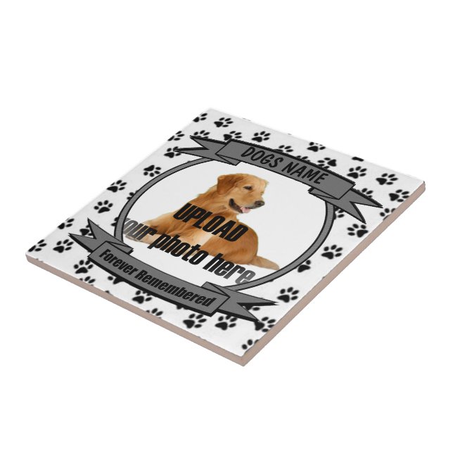 Dog Memorial Forever Remembered Ceramic Tile (Side)