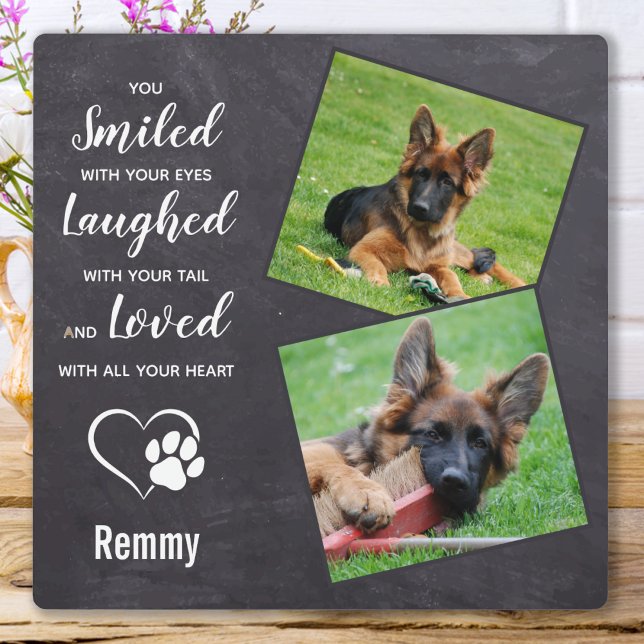 Dog Memorial Gift Personalised Pet Loss 2 Photo Plaque (Creator Uploaded)