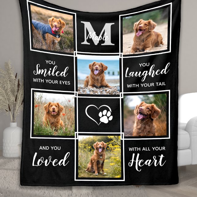 Dog Memorial Gift Personalised Pet Photo Collage Fleece Blanket (Creator Uploaded)