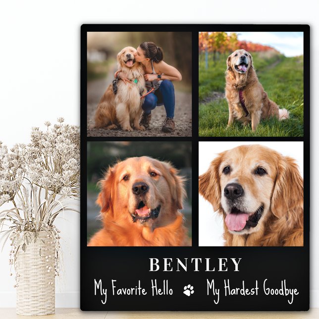 Dog Memorial Gift Pet Loss Custom 4 Photo Collage Plaque (Creator Uploaded)