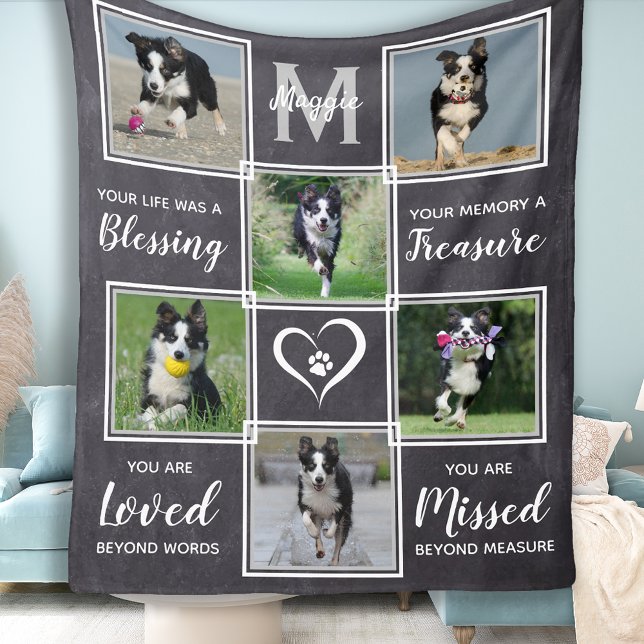 Dog Memorial Gift- Pet Loss Monogram Dog Keepsake Fleece Blanket (Creator Uploaded)