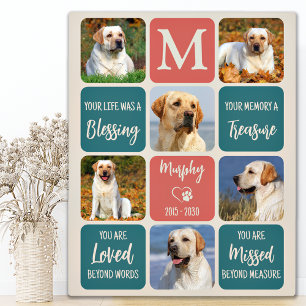 Dog Memorial Gift Pet Loss Retro Colours 6 Photo Plaque