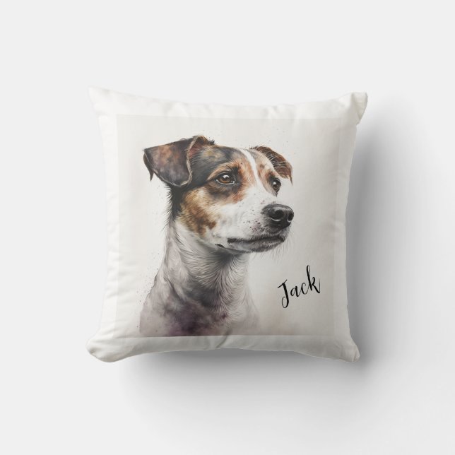 Dog Memorial Keepsake Jack Russell Personalised Cushion (Front)