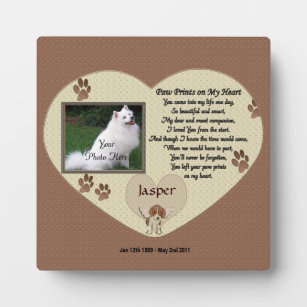 Dog Memorial - Paw Prints on My Heart - Beige Plaque
