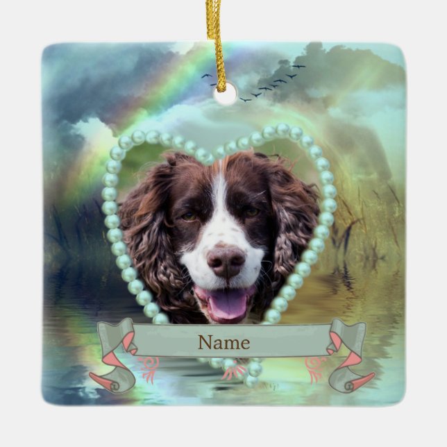 Dog Memorial - personalised Ceramic Ornament (Front)