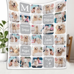 Dog Memorial Personalised Colourful 24 Pet Photos Fleece Blanket