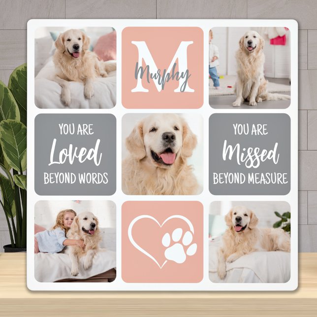 Dog Memorial Pet Loss Gift Modern Colours 5 Photo  Plaque (Creator Uploaded)