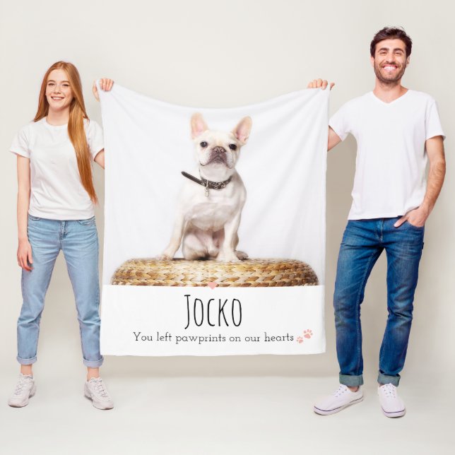 Dog Memorial Pet Loss Keepsake Photo Personalised Fleece Blanket (In Situ)