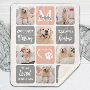 Dog Memorial Pet Loss Modern Colours Photo Collage Sherpa Blanket