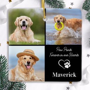 Dog Memorial Pet Loss Personalised 3 Photo Collage Ceramic Ornament