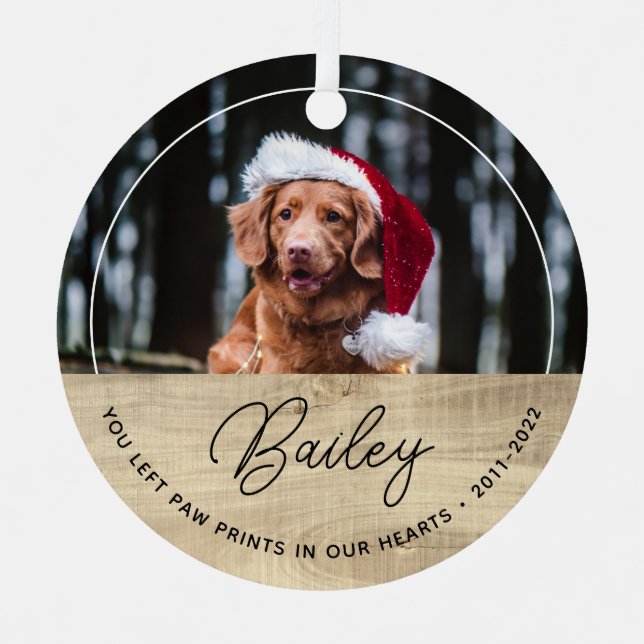 Dog Memorial Photo Christmas Metal Tree Decoration (Front)
