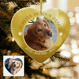Dog Memorial Photo FOREVER IN OUR HEARTS Keepsake Ceramic Ornament