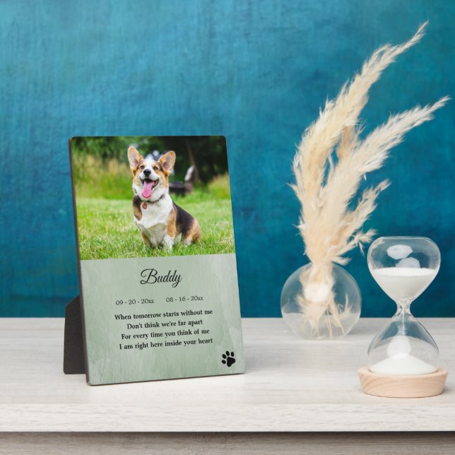 Dog Memorial Photo Quote Keepsake Plaque (Side)