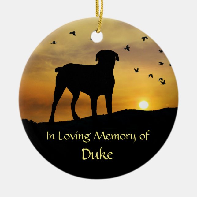 Dog Memorial Tribute Spiritual Poem on Back Ceramic Ornament (Front)