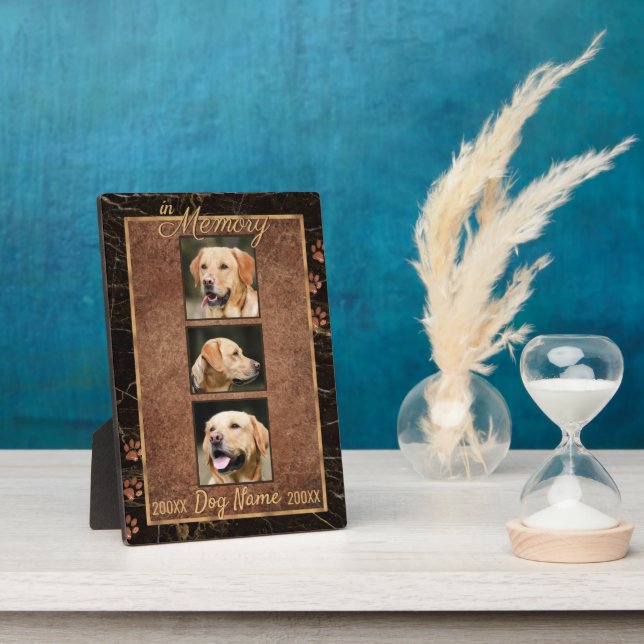 Dog Memory Marble Rustic Gold Keepsake Plaque (Side)