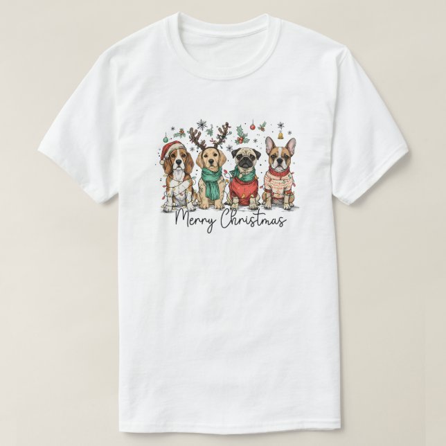 Dog Merrry Christmas T-Shirt (Design Front)