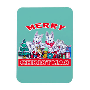 Dog Merry Christmas White Shepherd Holiday GSD Fun Magnet