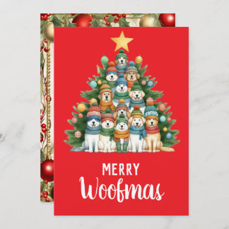 Dog Merry Woofmas Christmas Tree Holiday Card