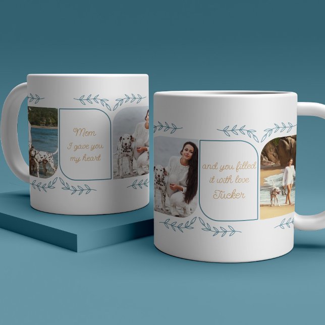 Dog Mom 3 Vertical Photo Loving Words Feminine Coffee Mug (Creator Uploaded)