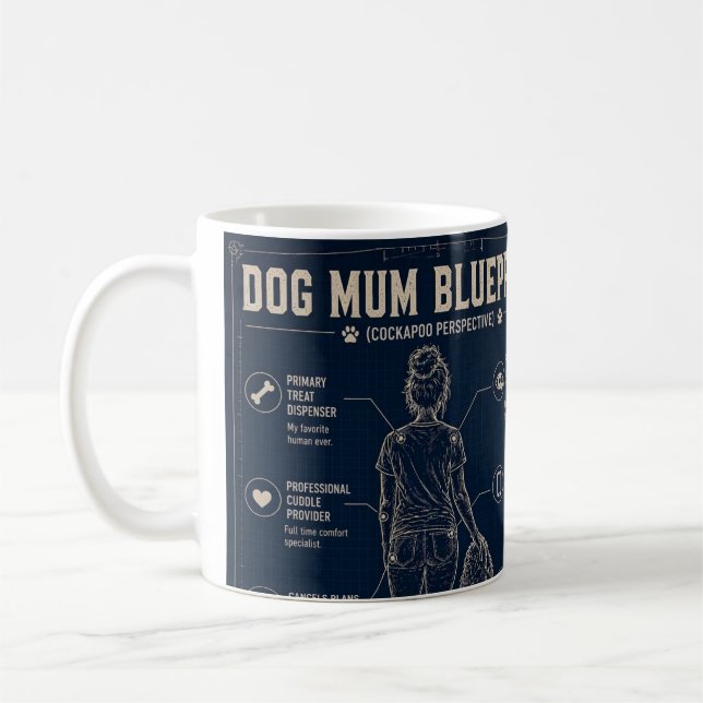 Dog Mom Cockapoo Blueprint  Coffee Mug (Left)