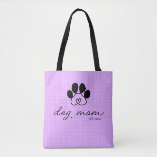 dog mom customizable lilac tote bag