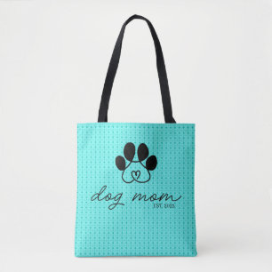 dog mom customizable mint green tote bag