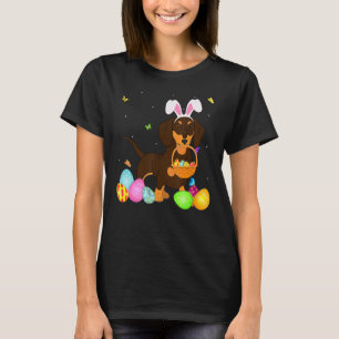 Dog Mom Cute Bunny Dachshund Eggs Easter Day T-Shirt