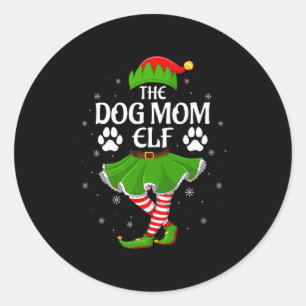Dog Mom Elf Christmas Family Girls Women Elf Squad Classic Round Sticker
