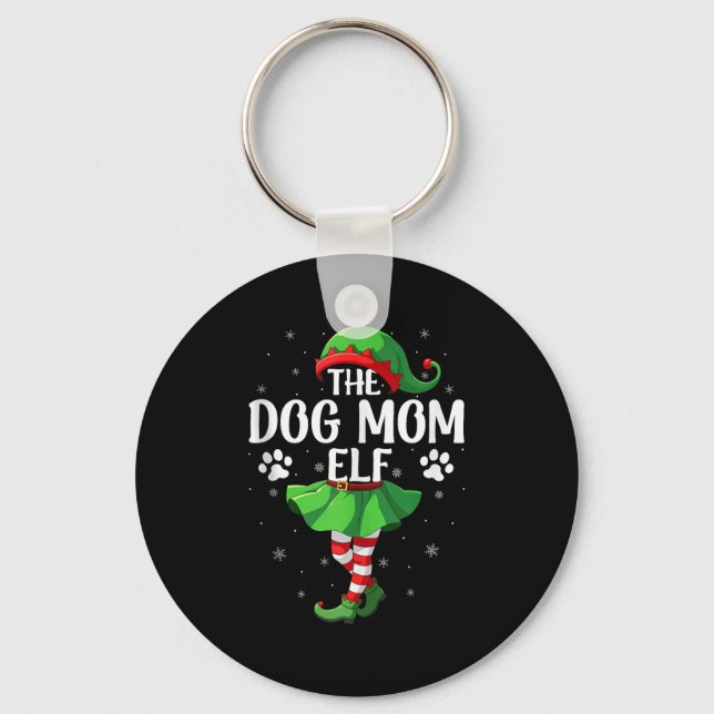 Dog Mom Elf Christmas Girls Women Elf Squad Xmas F Key Ring (Front)
