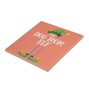 Dog Mom Elf Matching Family Group Christmas Party Ceramic Tile