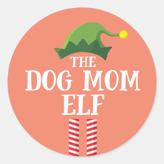 Dog Mom Elf Matching Family Group Christmas Party Classic Round Sticker (Front)