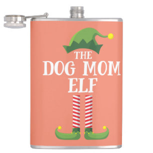 Dog Mom Elf Matching Family Group Christmas Party Hip Flask