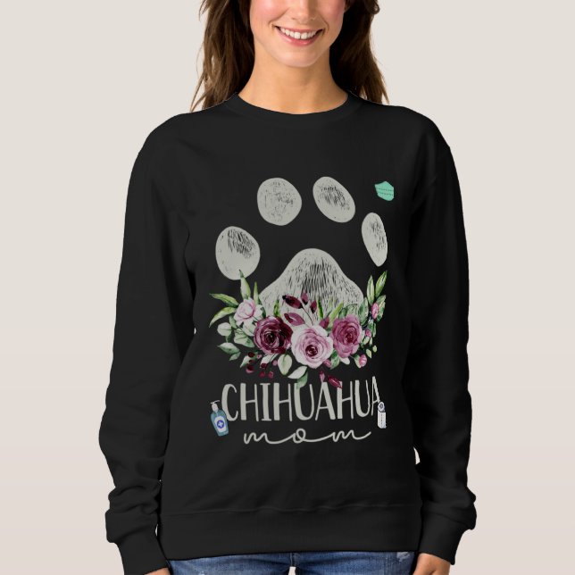 Dog Mom  for Women  Paw Print Floral Graphic Sweatshirt (Front)