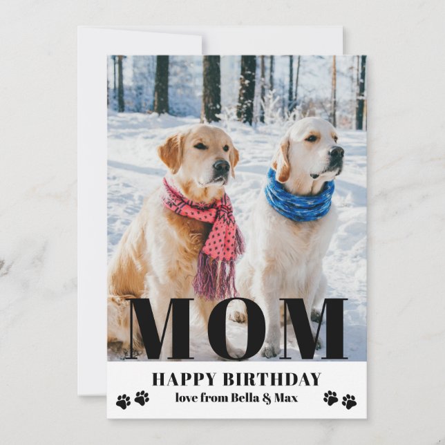 Dog Mom Happy Birthday Modern Personalized Photo (Front)