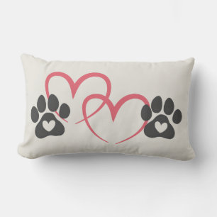 Dog Mom Heart Paws Art   Rescue Mama Dogs Lover Lumbar Cushion