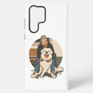 Dog Mom Hugging Fluffy Puppy Cute Pet Moment Samsung Galaxy Case