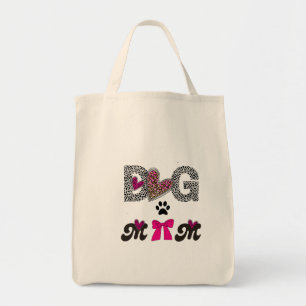 Dog Mom Leopard Heart -Mom Lover Gift Tote Bag