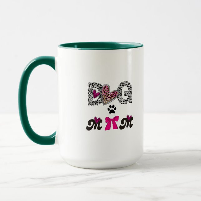 Dog Mom Leopard Heart Mug -Mom Lover Gift  (Left)