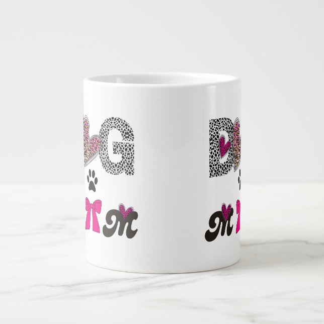 Dog Mom Leopard Heart Mug -Mom Lover Gift  (Front)