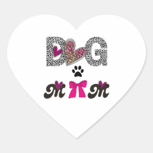 Dog Mom Leopard Heart Sticker-Mom Lover Gift  Heart Sticker