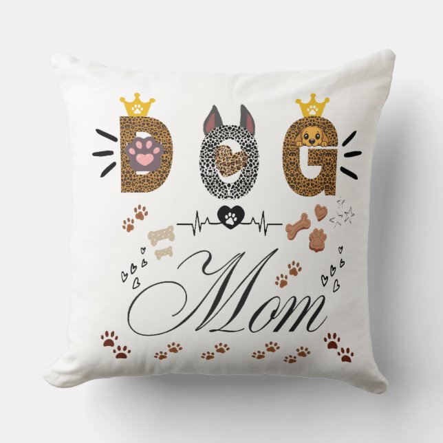 Dog Mom Leopard Print Paw Design/Leopard Dog Mom Cushion (Front)