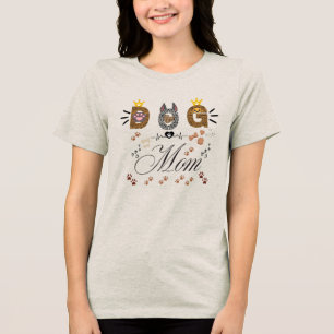 Dog Mom Leopard Print Paw Design/Leopard Dog Mom Tri-Blend Shirt