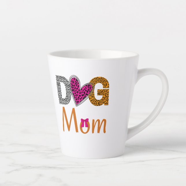 Dog Mom Leopard Print/Trending Dog  Lover Gift Latte Mug (Right)