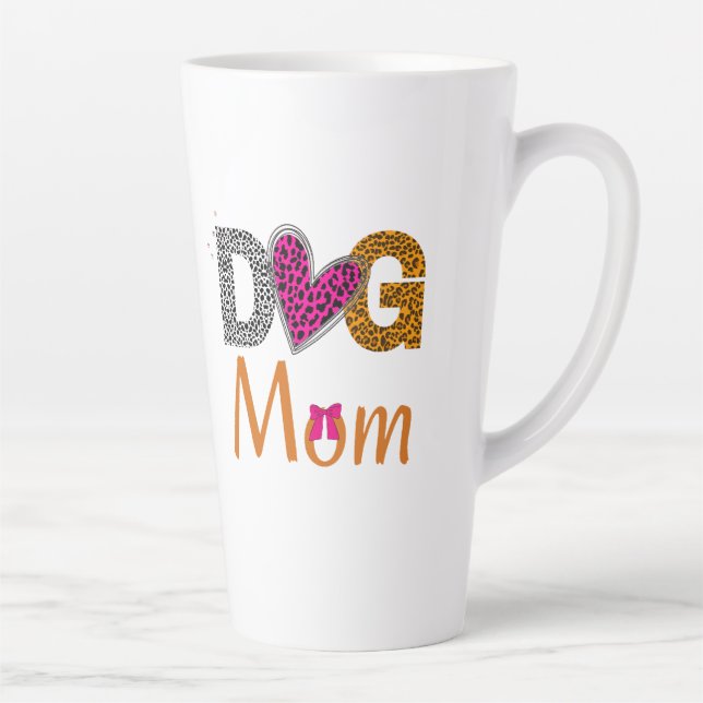 Dog Mom Leopard Print/Trending Dog  Lover Gift Latte Mug (Right)