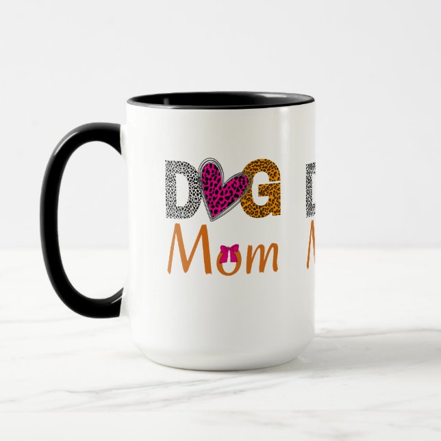 Dog Mom Leopard Print/Trending Dog  Lover Gift Mug (Left)