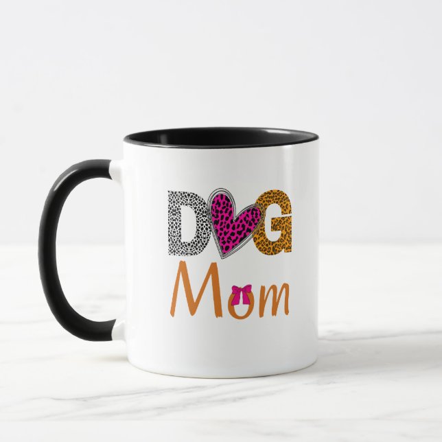 Dog Mom Leopard Print/Trending Dog  Lover Gift Mug (Left)
